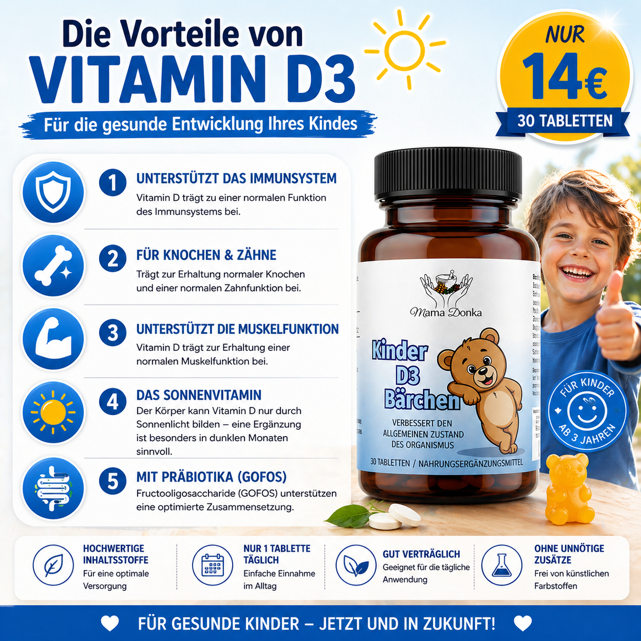 Kinder Gesundheit & Immunsystem Paket – Vitamine, Probiotika und Kräuterextrakte