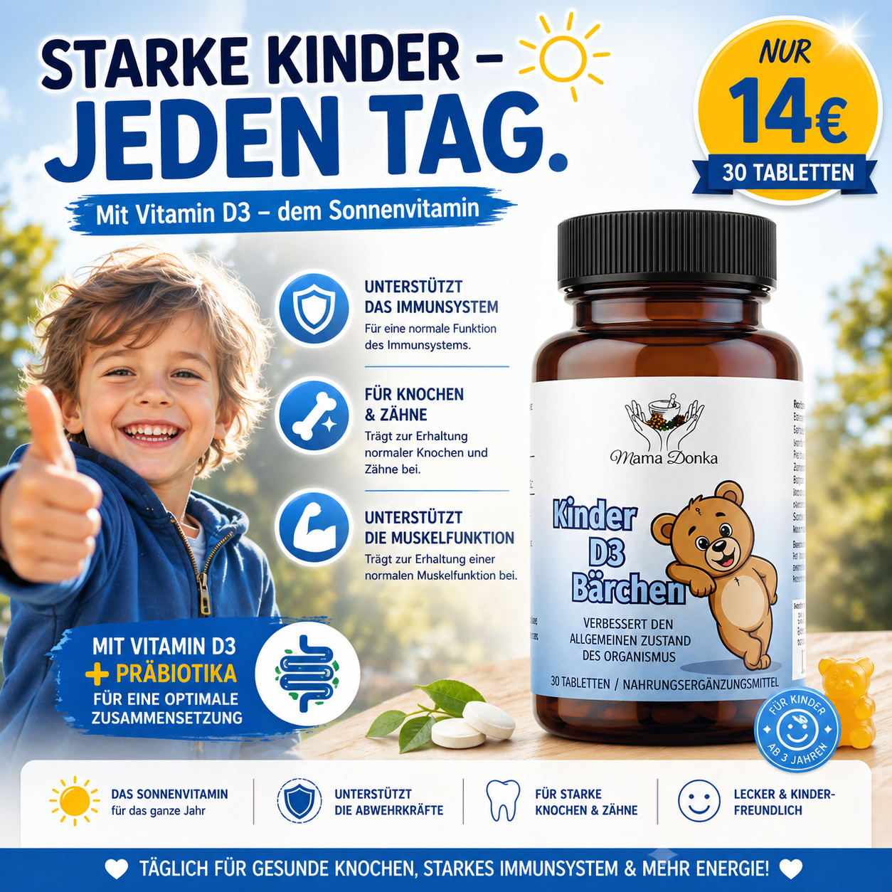 Kinder Gesundheit & Immunsystem Paket – Vitamine, Probiotika und Kräuterextrakte