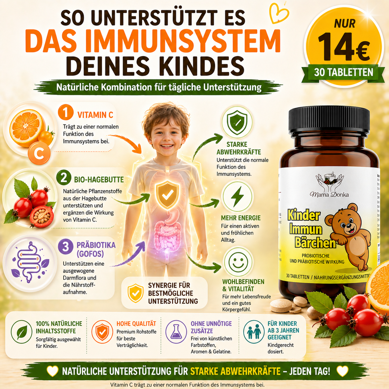 Kinder Gesundheit & Immunsystem Paket – Vitamine, Probiotika und Kräuterextrakte