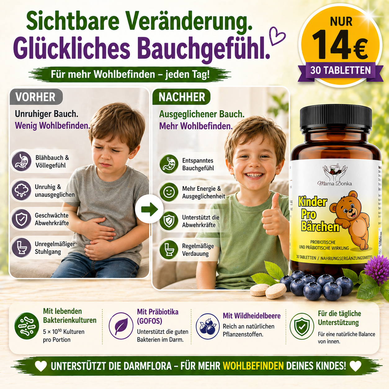 Kinder Gesundheit & Immunsystem Paket – Vitamine, Probiotika und Kräuterextrakte