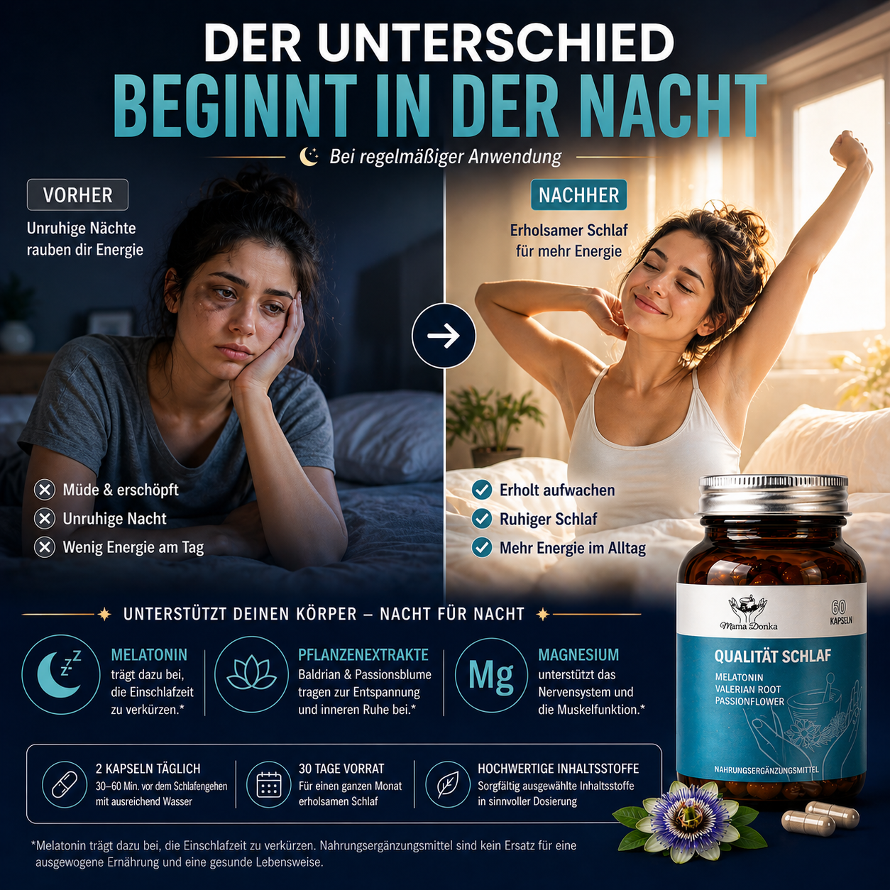 Qualität Schlaf – Melatonin Komplex