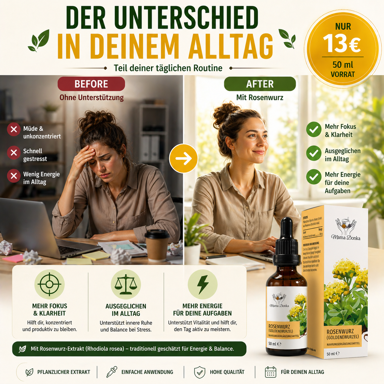 Rosenwurz – Adaptogen Tinktur