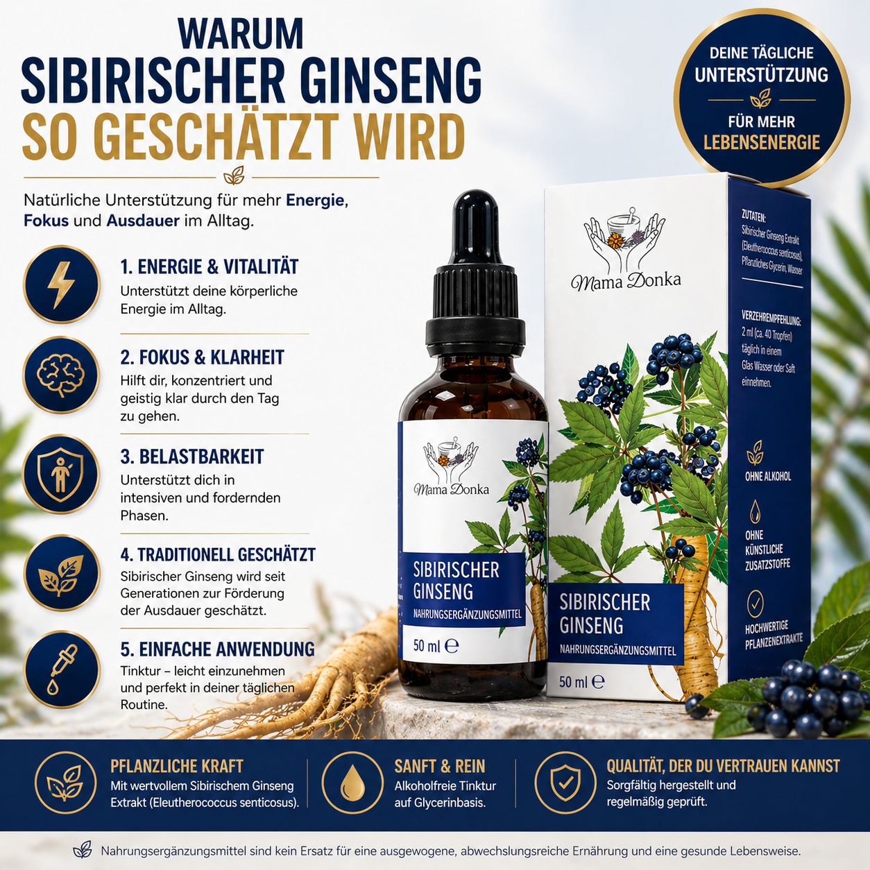 Paket – Sibirischer Ginseng und Schilddrüsenunterstützung – lindert Symptome wie Müdigkeit und Schwäche